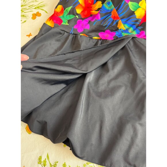 Great Lengths Womens Swim Dress Black Tropical Floral & Peacock Feather  20W - Picture 3 of 8
